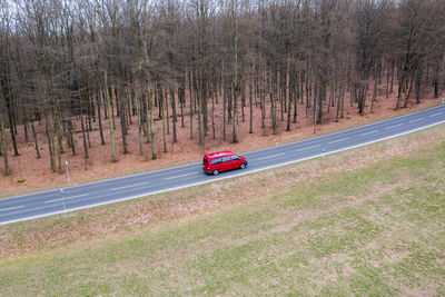 Car on road amidst field