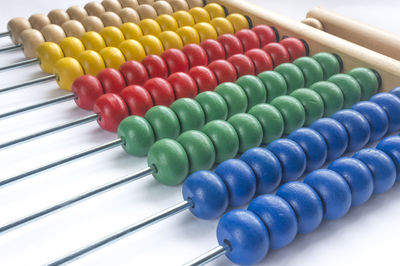 Close-up of multi abacus calculator