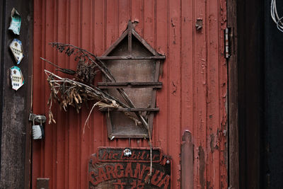 Close-up of red door