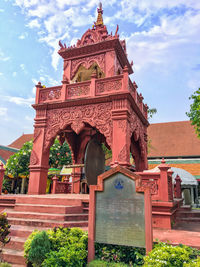 View of temple building against cloudy sky