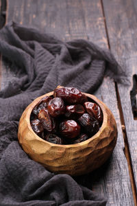 High angle view of roasted coffee beans on table