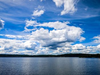 Scenic view of sea against cloudy sky