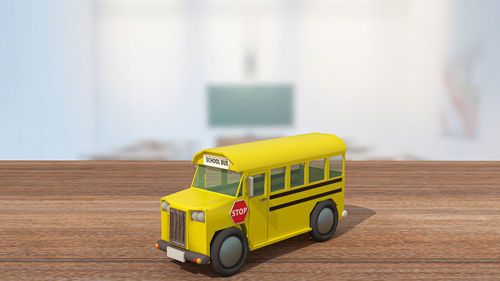 Close-up of toy car on table at home