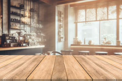 Close-up of empty wooden table