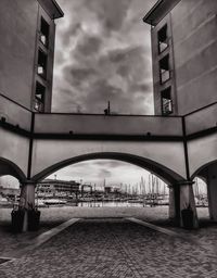 View of bridge over river in city