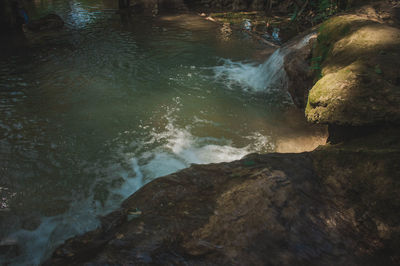 Water flowing through rocks