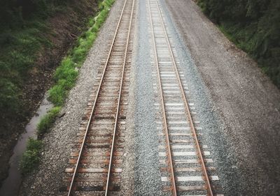 High angle view of railroad tracks