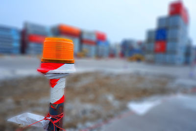 Close-up of flags against blurred background