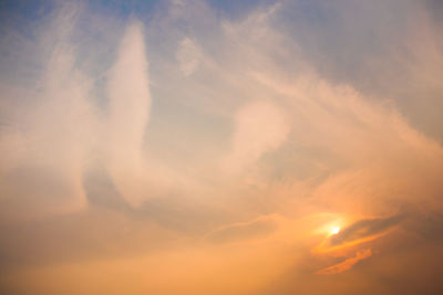 Low angle view of dramatic sky during sunset