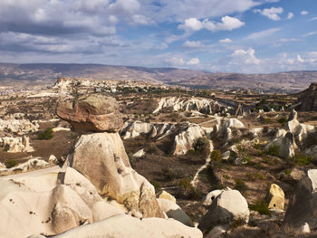 Aerial view of landscape against cloudy sky