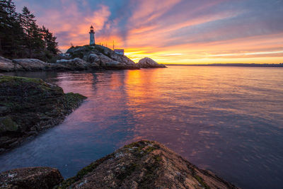 Scenic view of sea at sunset