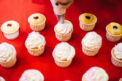 Close-up of cupcakes on table