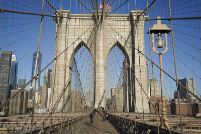 Low angle view of suspension bridge