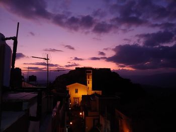 Silhouette buildings against sky during sunset