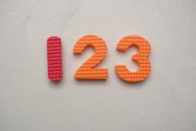 High angle view of text on white background