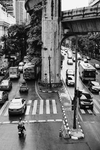 High angle view of traffic on city street