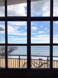 Buildings seen through glass window