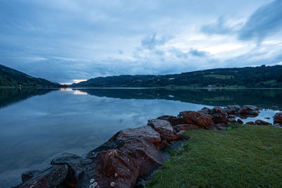 Scenic view of lake against sky