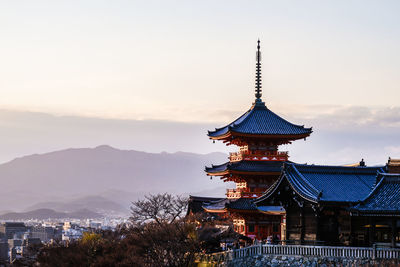 Low angle view of pagoda against sky