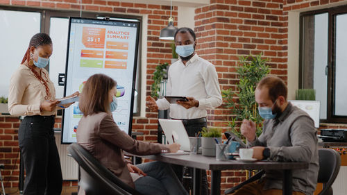 Business people having discussion at office