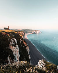 Panoramic view of sea against clear sky