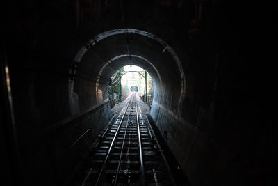 Railroad tracks in tunnel