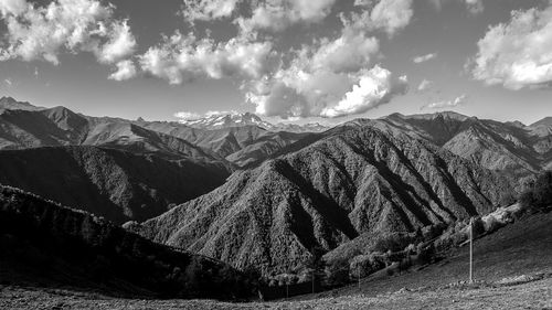 Panoramic view of mountains against sky