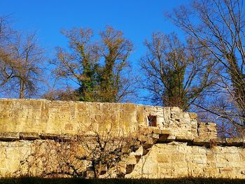 Low angle view of built structure against clear sky