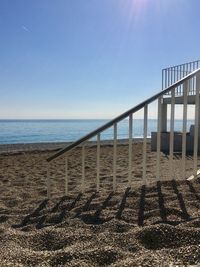 Scenic view of beach against clear sky