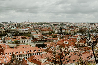 High angle view of townscape against sky
