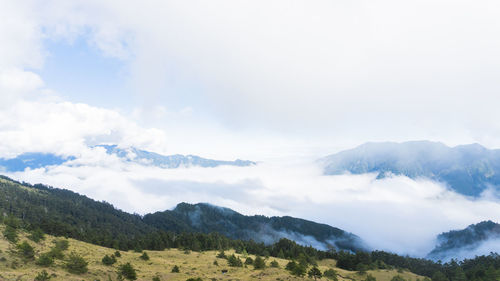 Scenic view of mountains against sky