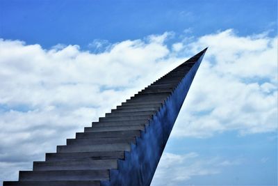 Low angle view of staircase by building against sky