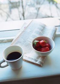 Close-up of strawberries on table