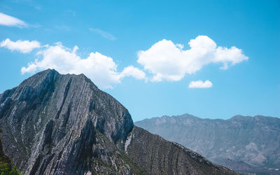 Scenic view of mountains against cloudy sky