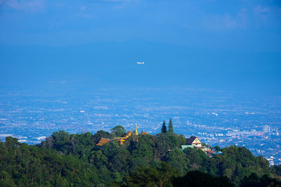 High angle view of townscape against sky