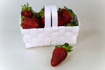 Close-up of strawberries on cake