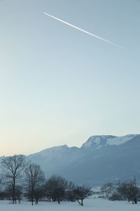 Scenic view of mountains against clear sky