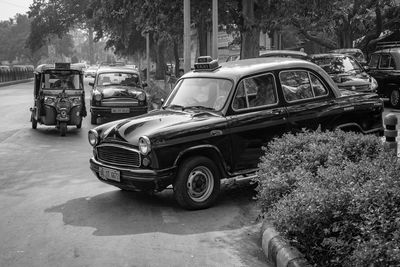 Vintage car on street in city