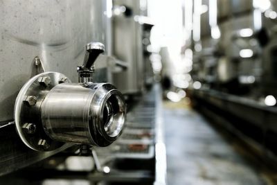 Close-up of faucet on storage tank