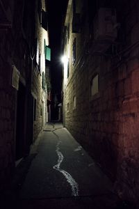 Narrow alley along buildings