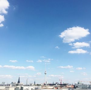 View of city against blue sky