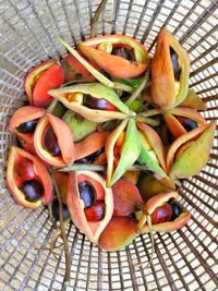 High angle view of vegetables in basket
