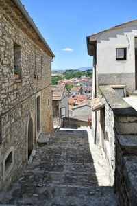 A narrow street of pietrelcina, a mountain town in the province of benevento, italy.