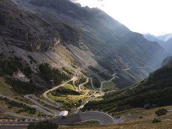 High angle view of mountain road