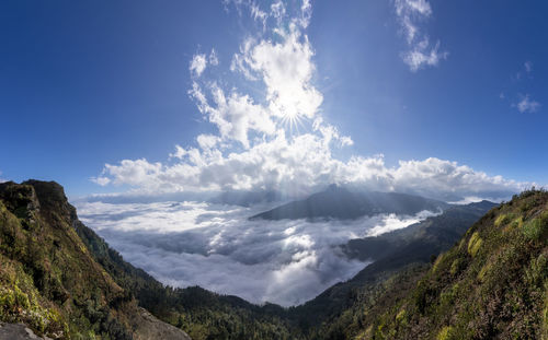 Low angle view of mountains against sky
