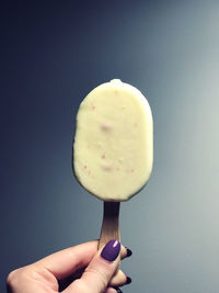 Ice cream of frozen yogurt on the blue background