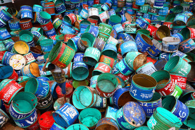 Full frame shot of colorful containers