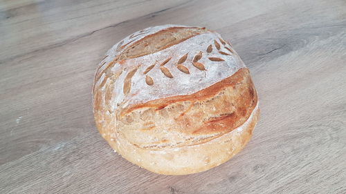 High angle view of bread on table