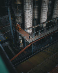 High angle view of building seen through window