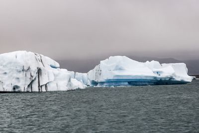 Scenic view of frozen sea against sky